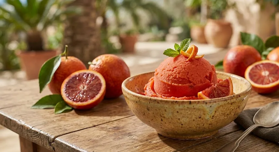Sizilianisches Blutorangen-Sorbet